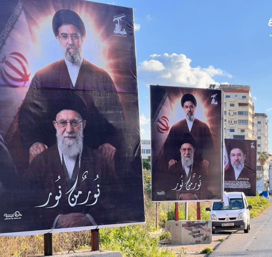Posters of Ali, Mojtaba Khamenei in Lebanon