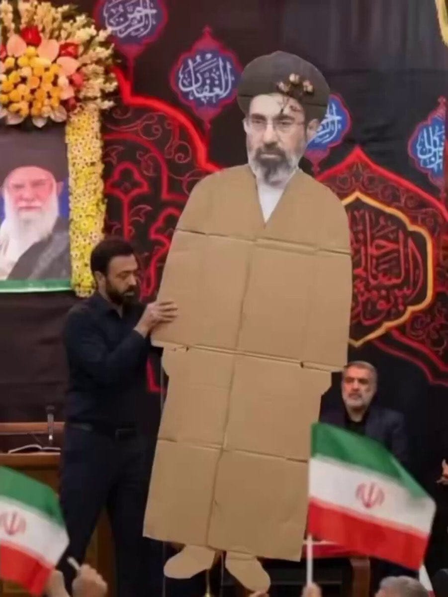 Cardboard cutout of Mojtaba Khamenei