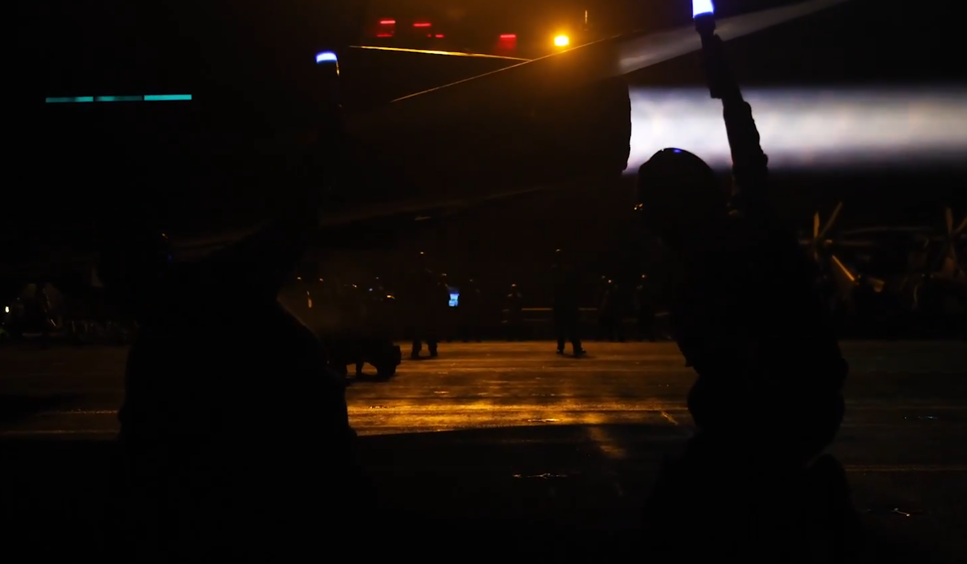 USAF employees aboard USS carrier during Operation Epic Fury