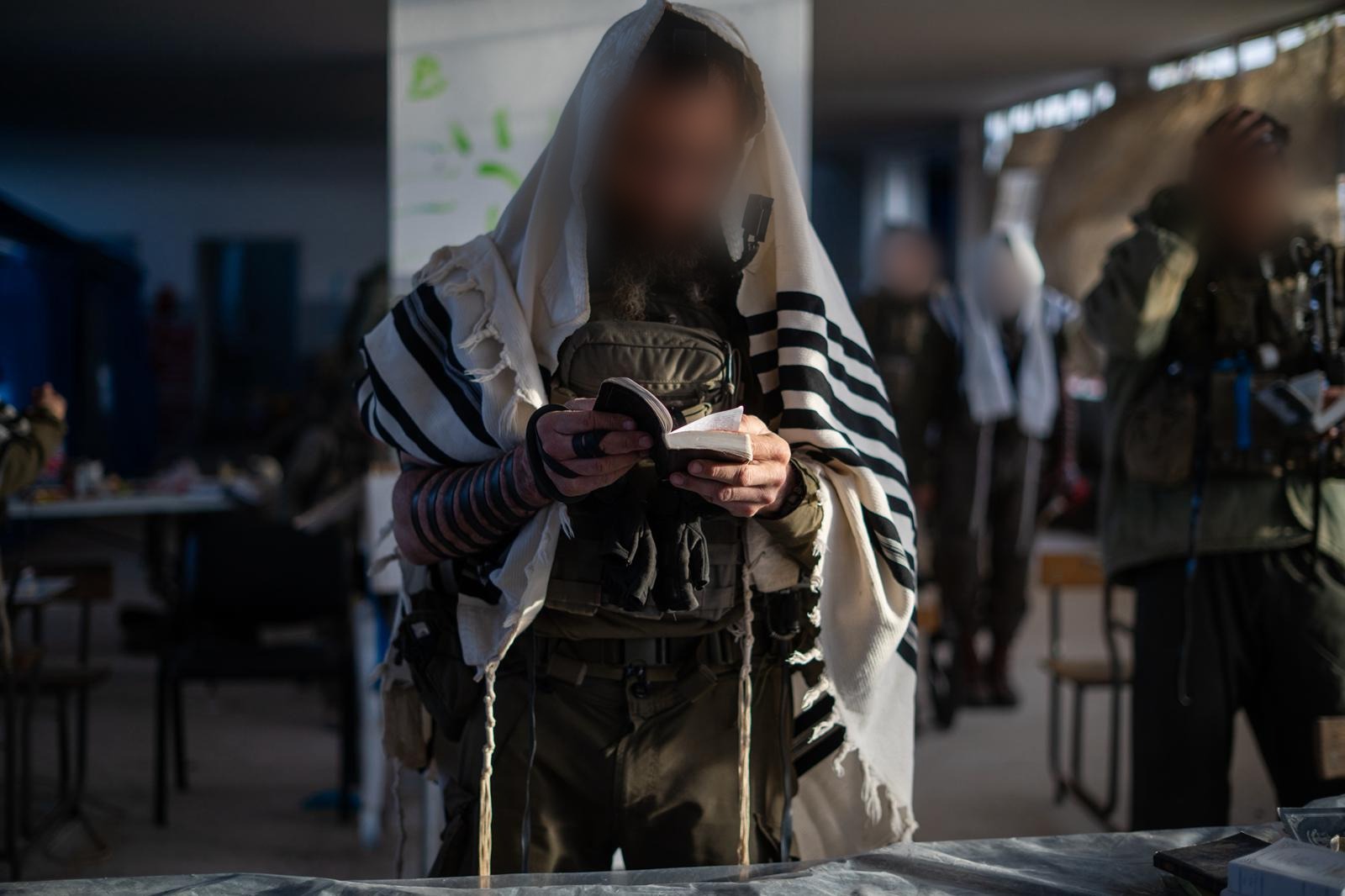 A Chashmonaim soldier davening in southern Lebanon.