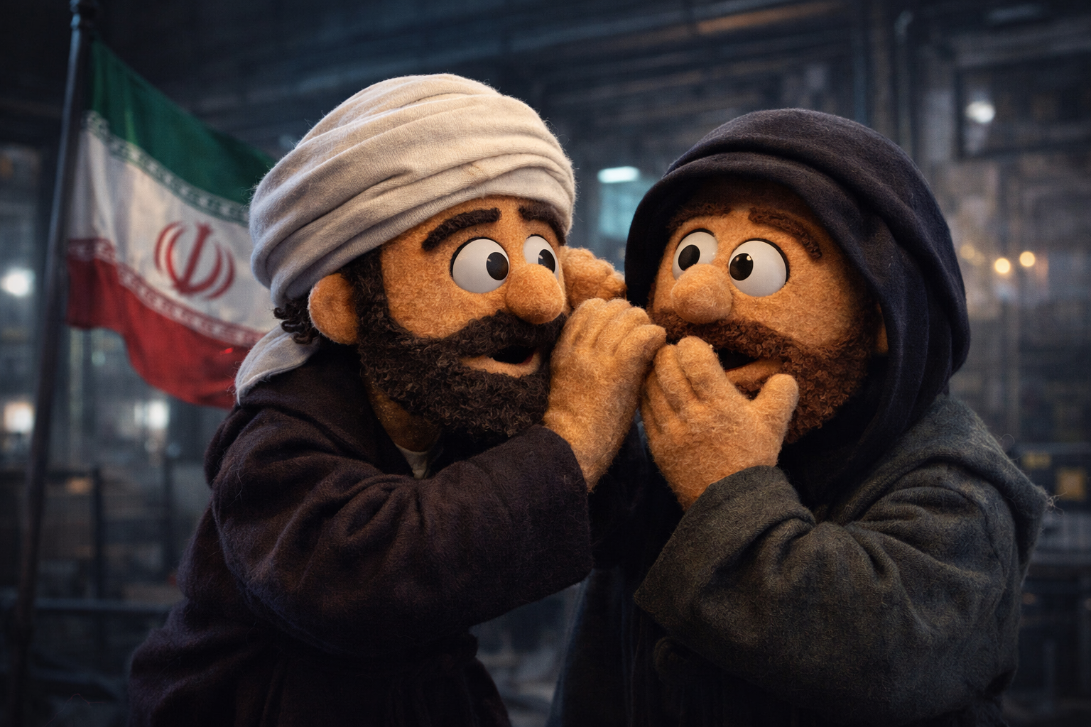 A citizen speaking to an Iranian agent. Illustration.