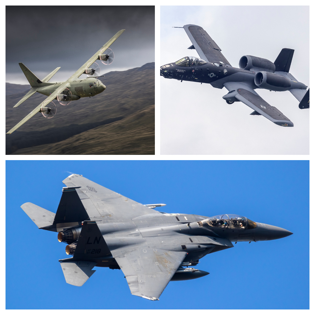 Warthog, C-130, F-15E