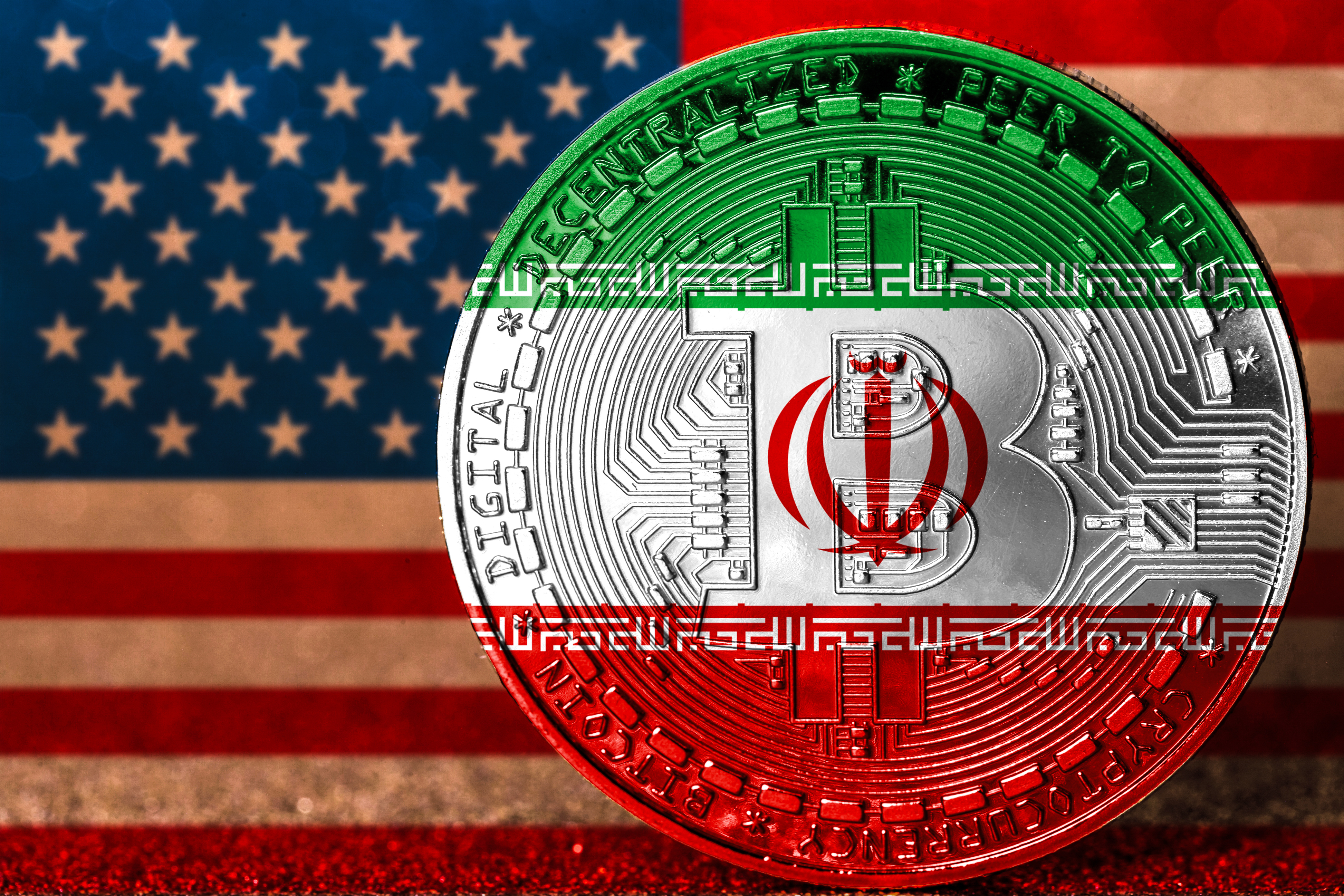 Iranian bitcoin, US flag