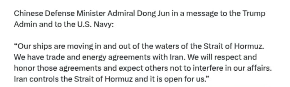 BREAKING: China Declares Iran Has Opened the Strait of Hormuz for Chinese Ships – Warns U.S. “Do Not Interfere”