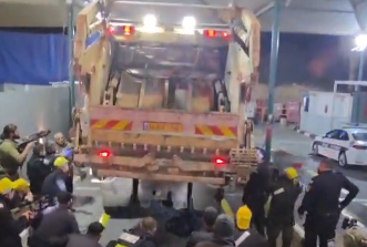 Garbage truck which hid 68 Palestinians
