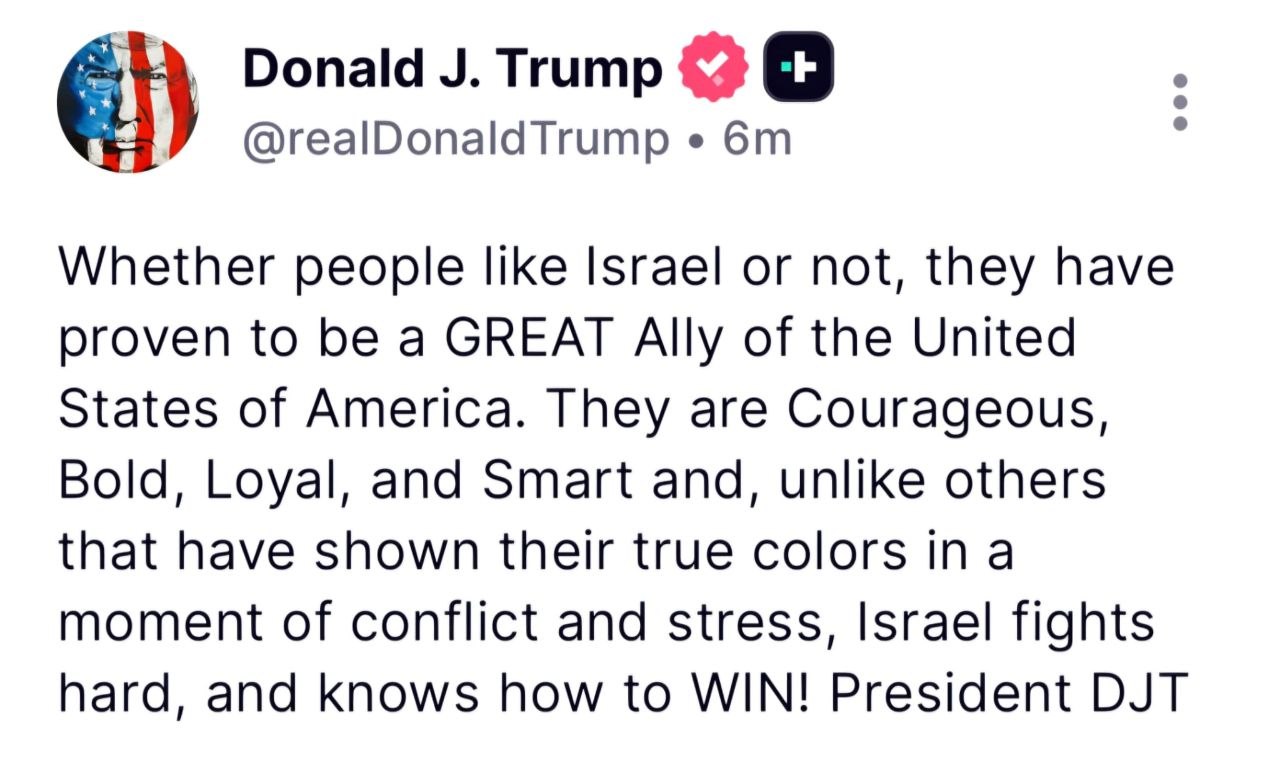 Trump Hails "Courageous Israel" As The "Ally That Knows How To Win" Amid Rising Iran Tensions