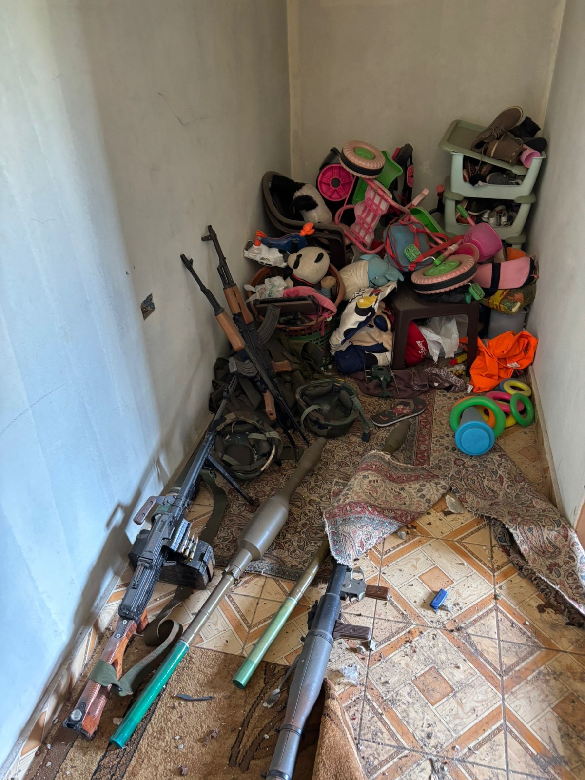 Weapons hidden in children's bedroom