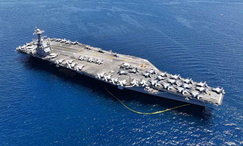 USS Gerald R. Ford Aircraft Carrier leaving the Middle East