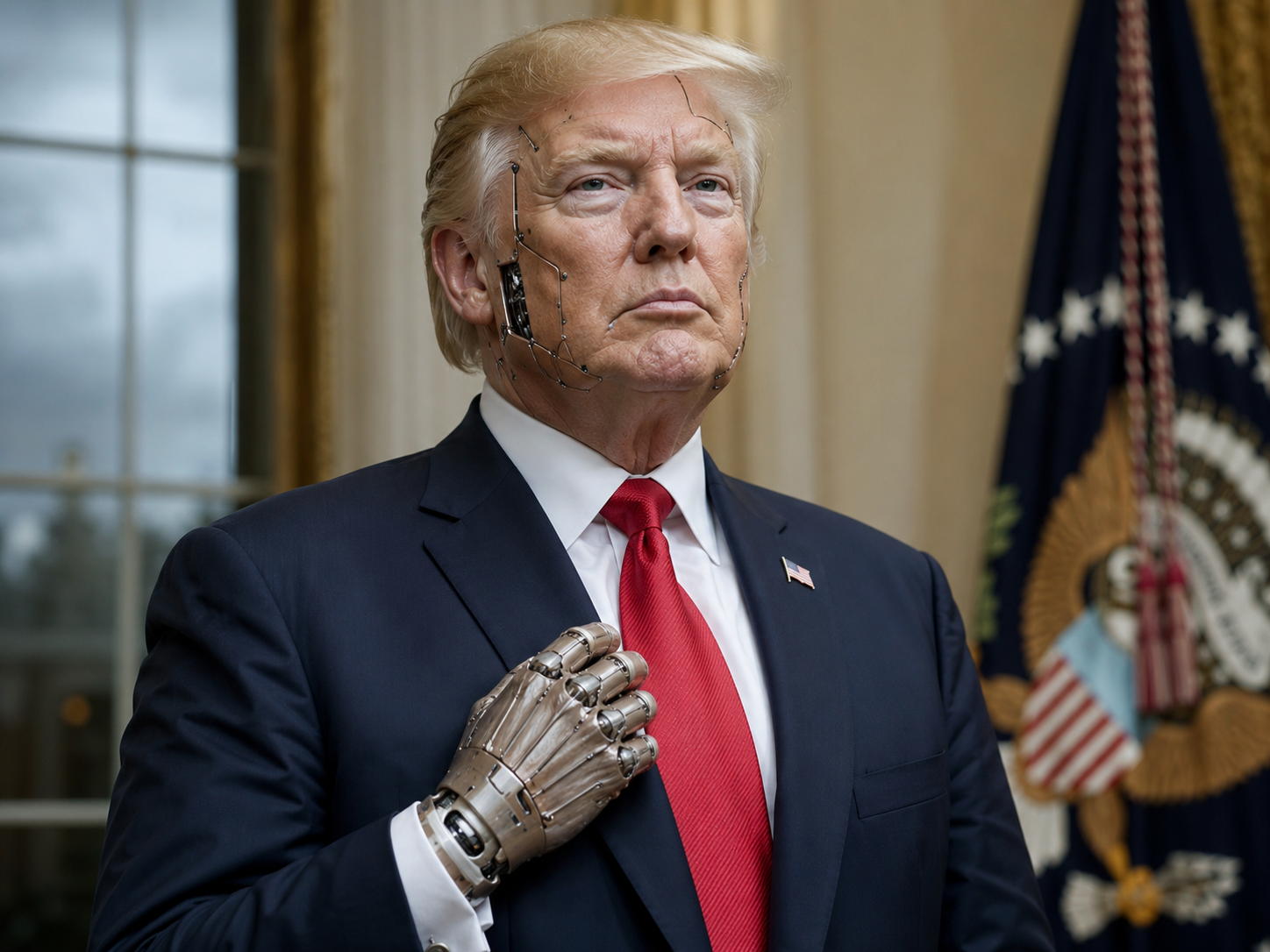 An AI Donald Trump. Illustration.