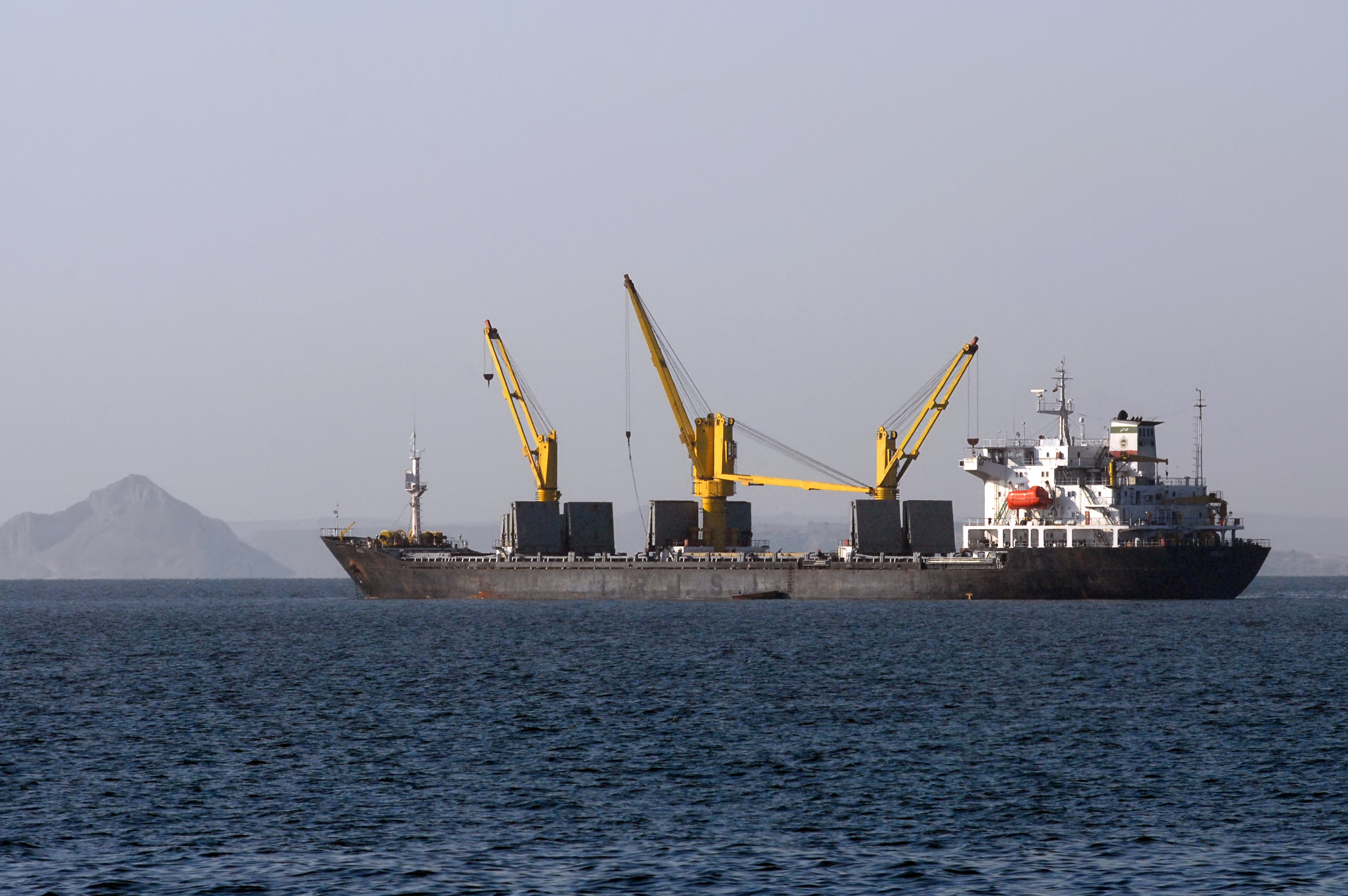 Crane ship near by Bandar Abbas coastline in the Persian Gulf