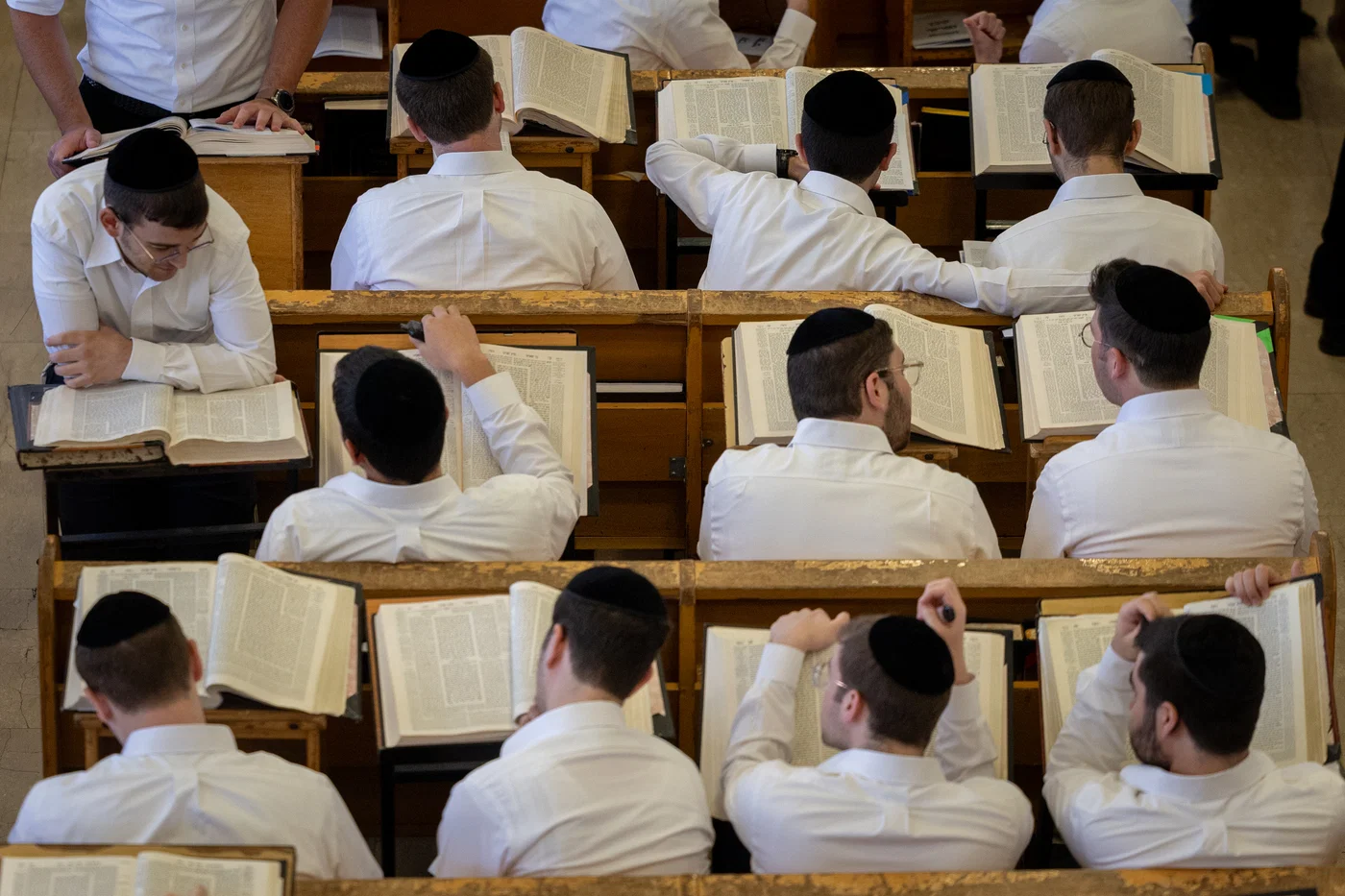 Yeshiva students learn in Hebron yeshiva