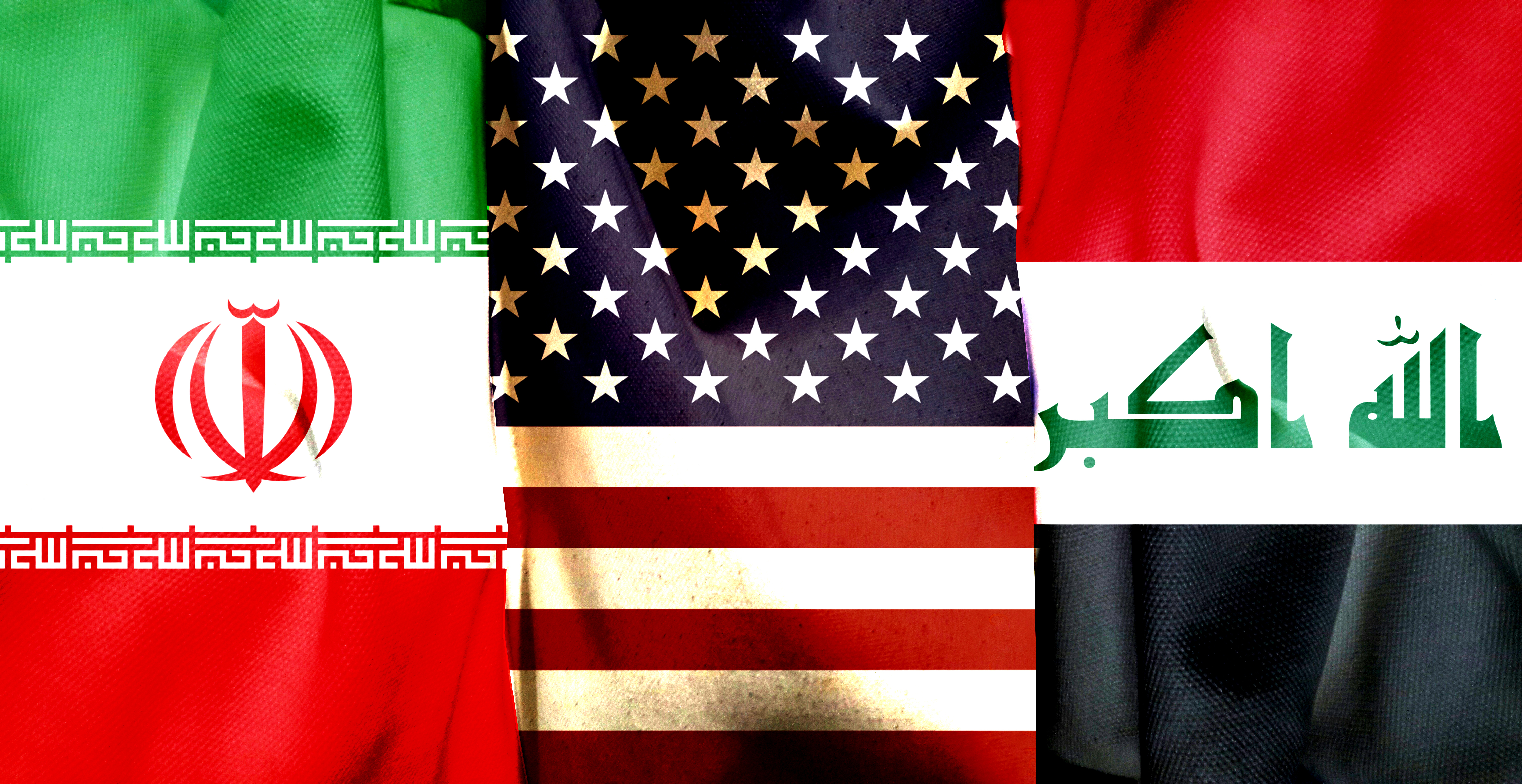 Iran, US, Iraqui flags