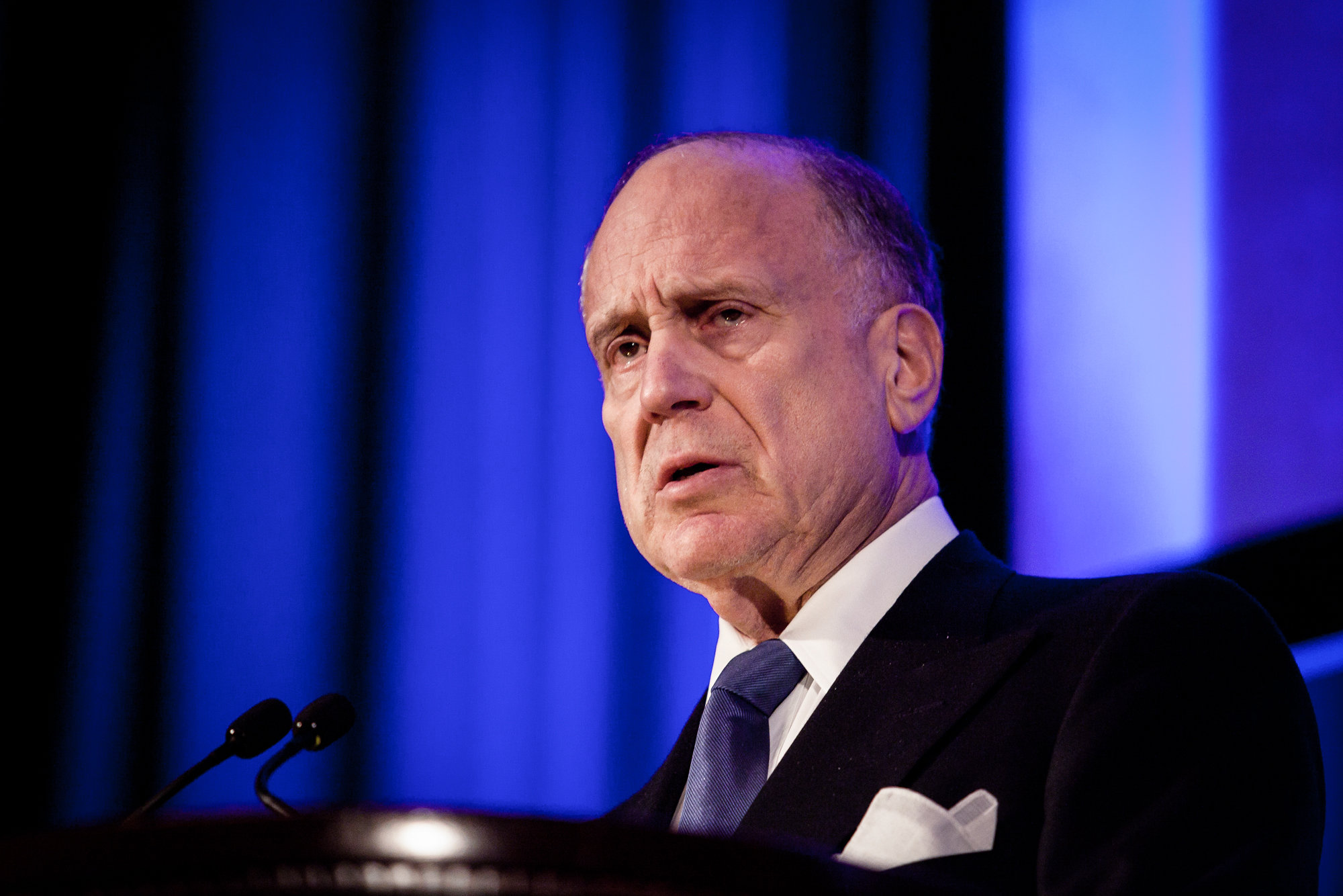 World Jewish Congress chairman Ronald S. Lauder speaks at a gala dinner at New York’s Waldorf Astoria on November 9, 2015. 