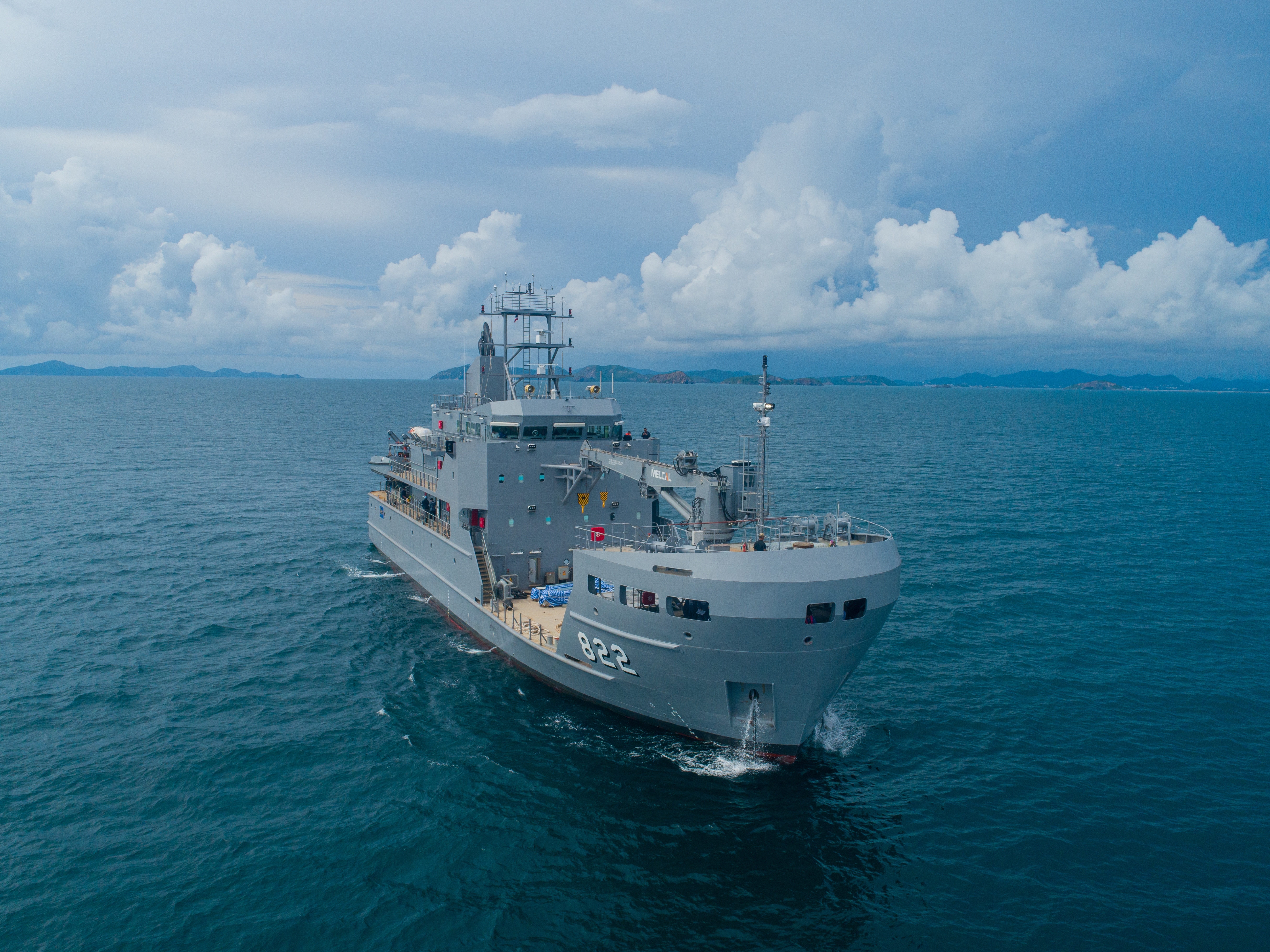 Warship at sea