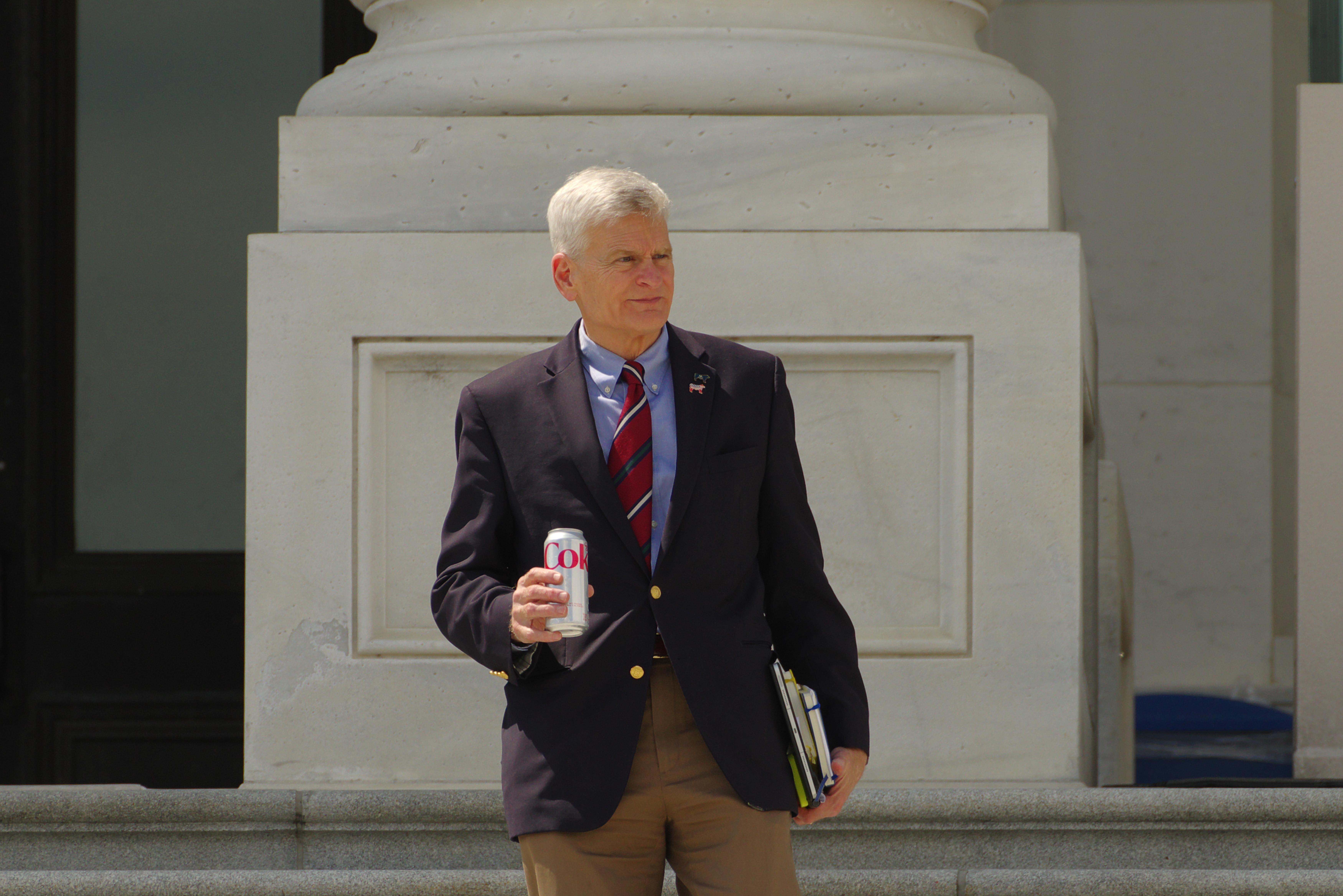 WASHINGTON, DC - April 18, 2024: U.S. Sen. Bill Cassidy (R-La.) walks out of the U.S. Capitol. 