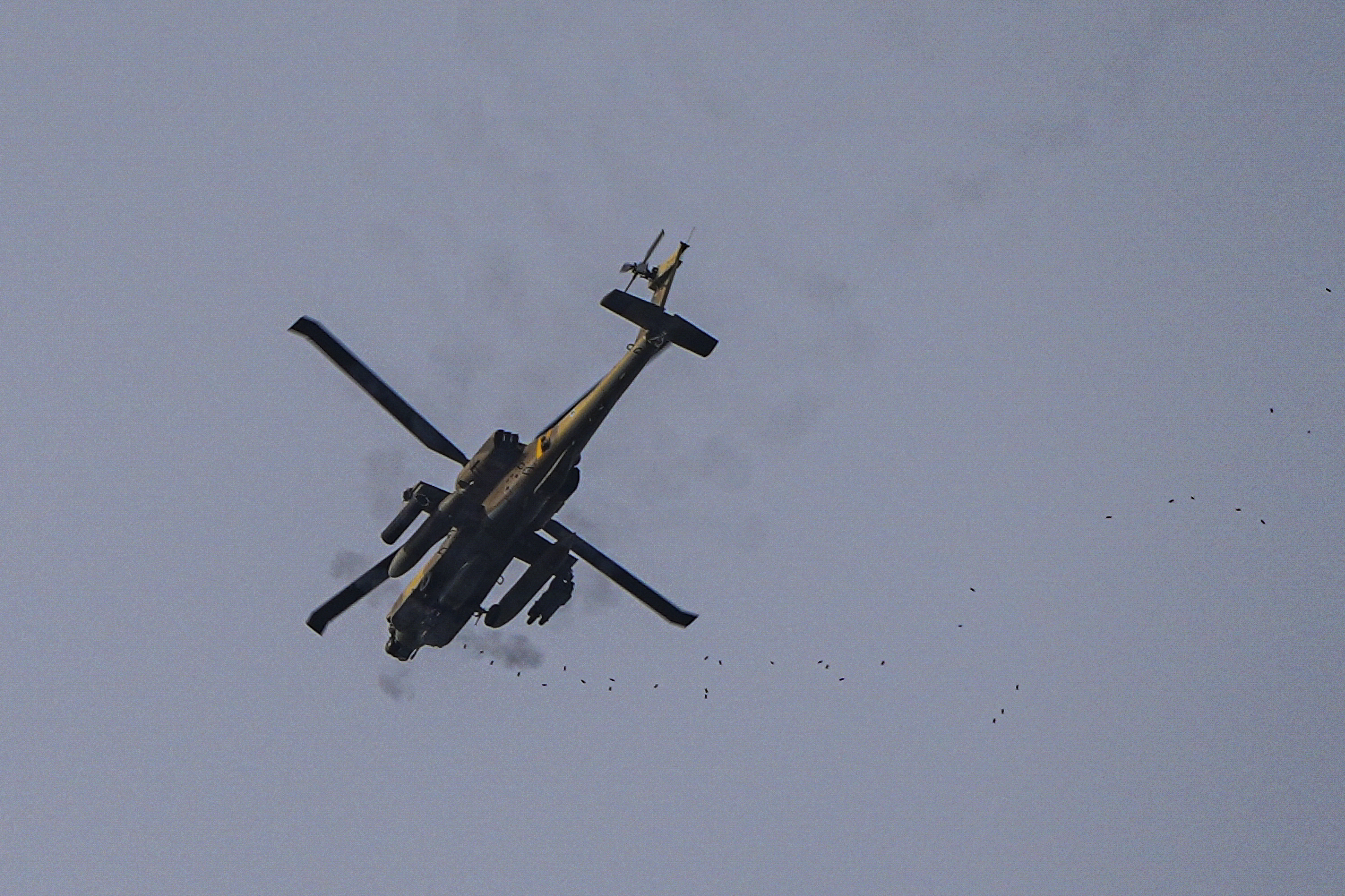Apache helicopter flies near Israel-Lebanon border