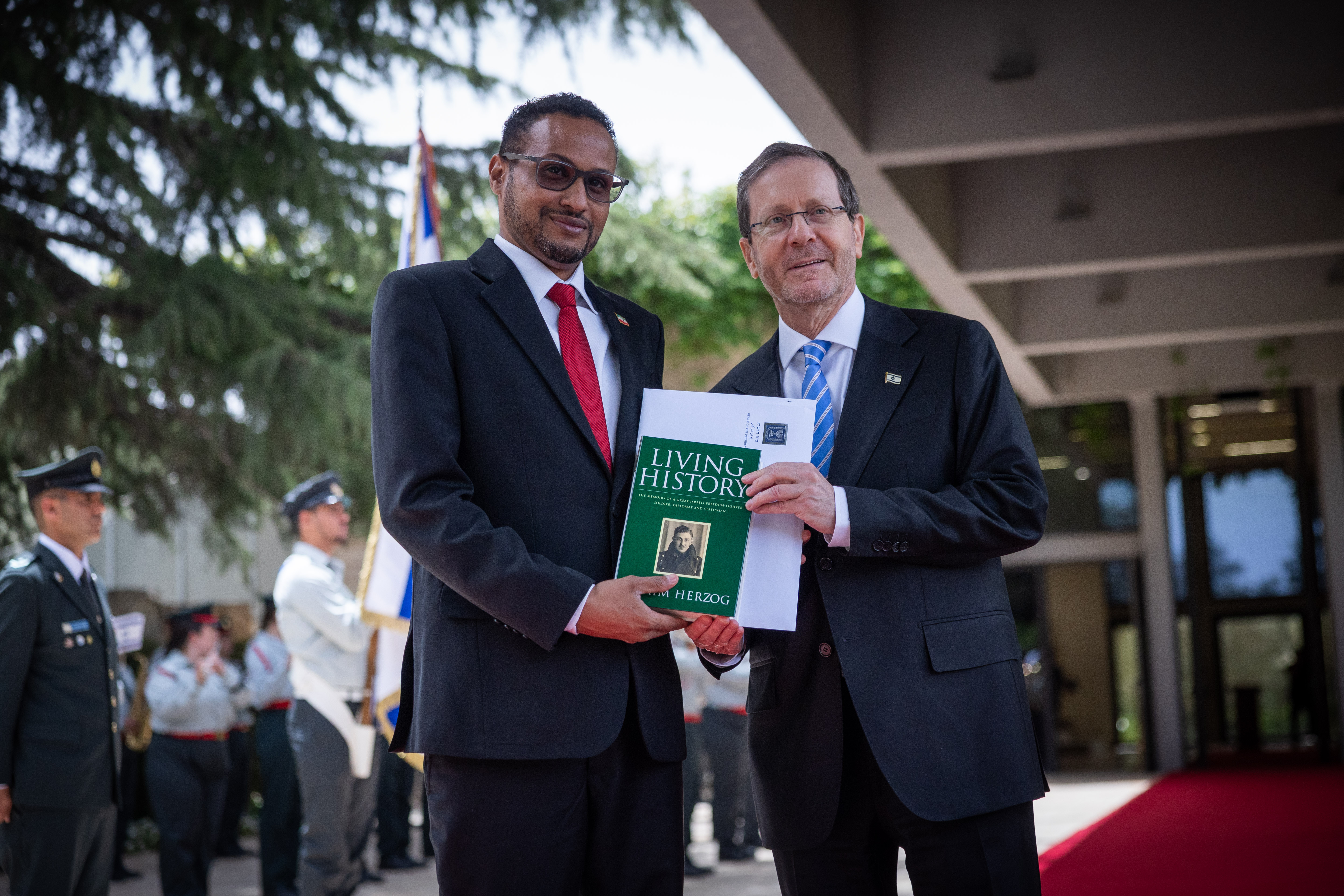 President of Israel Isaac Herzog with Somaliland’s first ambassador to Israel, Dr. Mohamed Hagi, during a ceremony at the President’s Residence in Jerusalem, May 18, 2026.