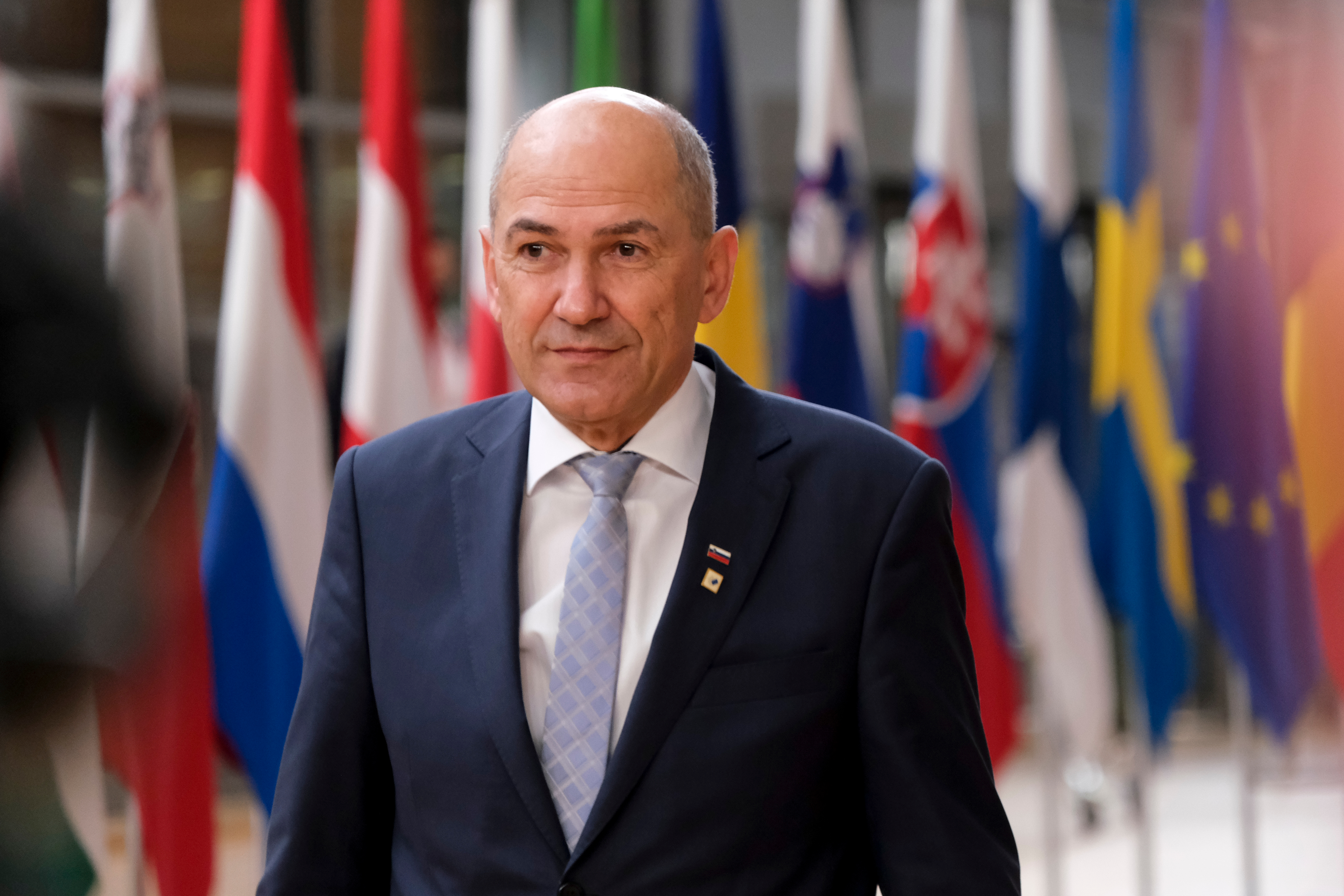 Slovenian Prime Minister Janez Jansa arrives to participate in a Special meeting of the European Council in Brussels, Belgium on May 25, 2021.