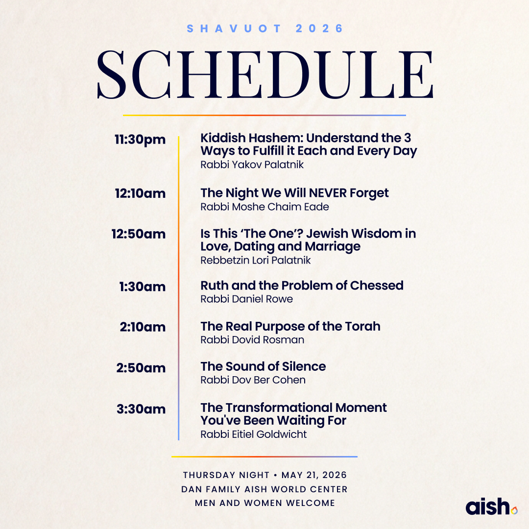 Aish Hatorah learning program, Tikun Leil Shavuot, 2026
