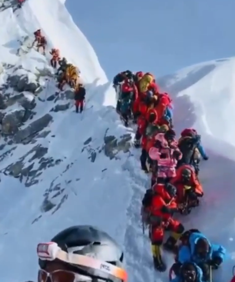 Waiting to summit Everest