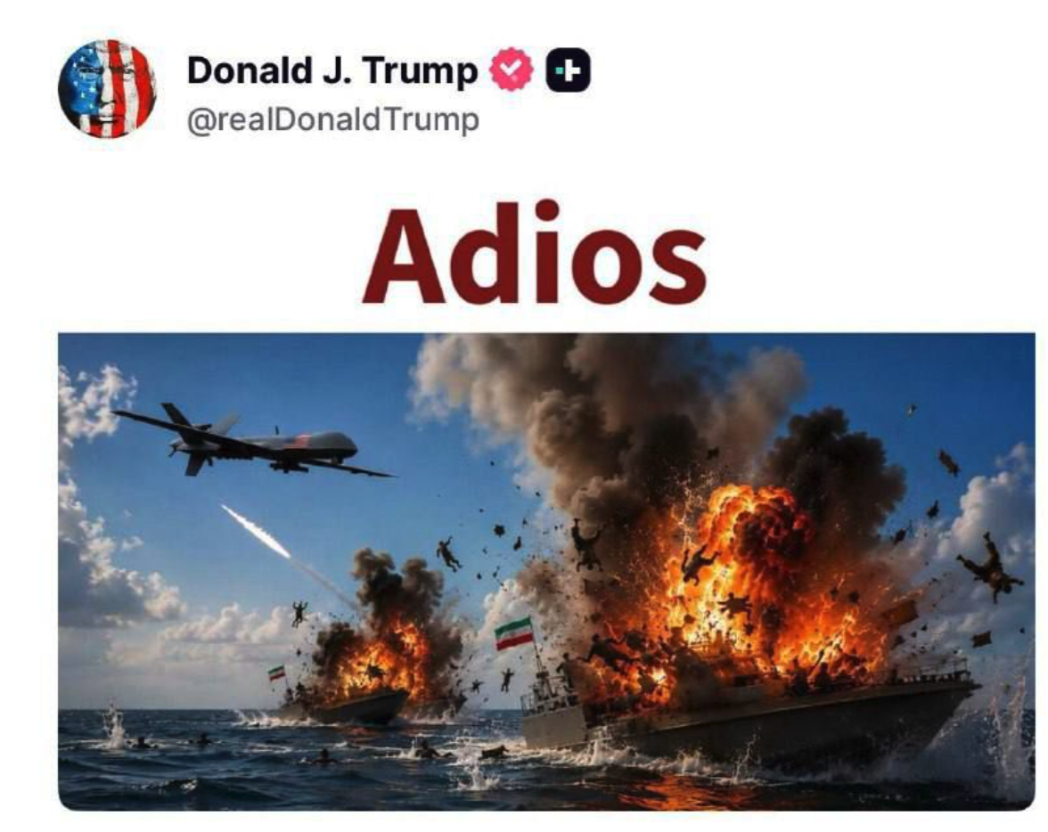 Trump Posts AI Image of Iranian Warships Exploding as Deal Looks Imminent