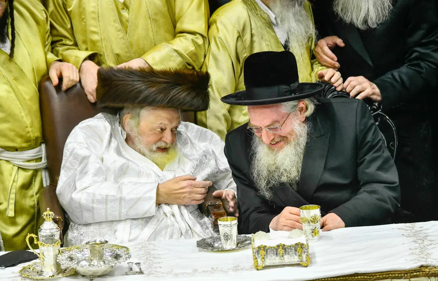 Karliner Rebbe at Simchas Bais Toldos Avraham Yitzchak