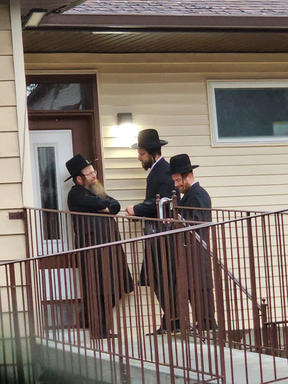 Rabbi Lipa Friedman outside the Admor's home