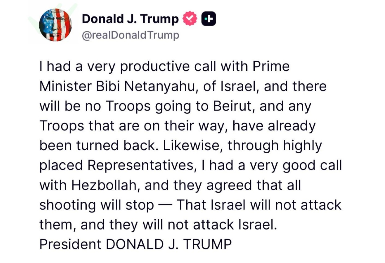 President Donald Trump post on X
