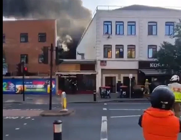 A view of the fire.