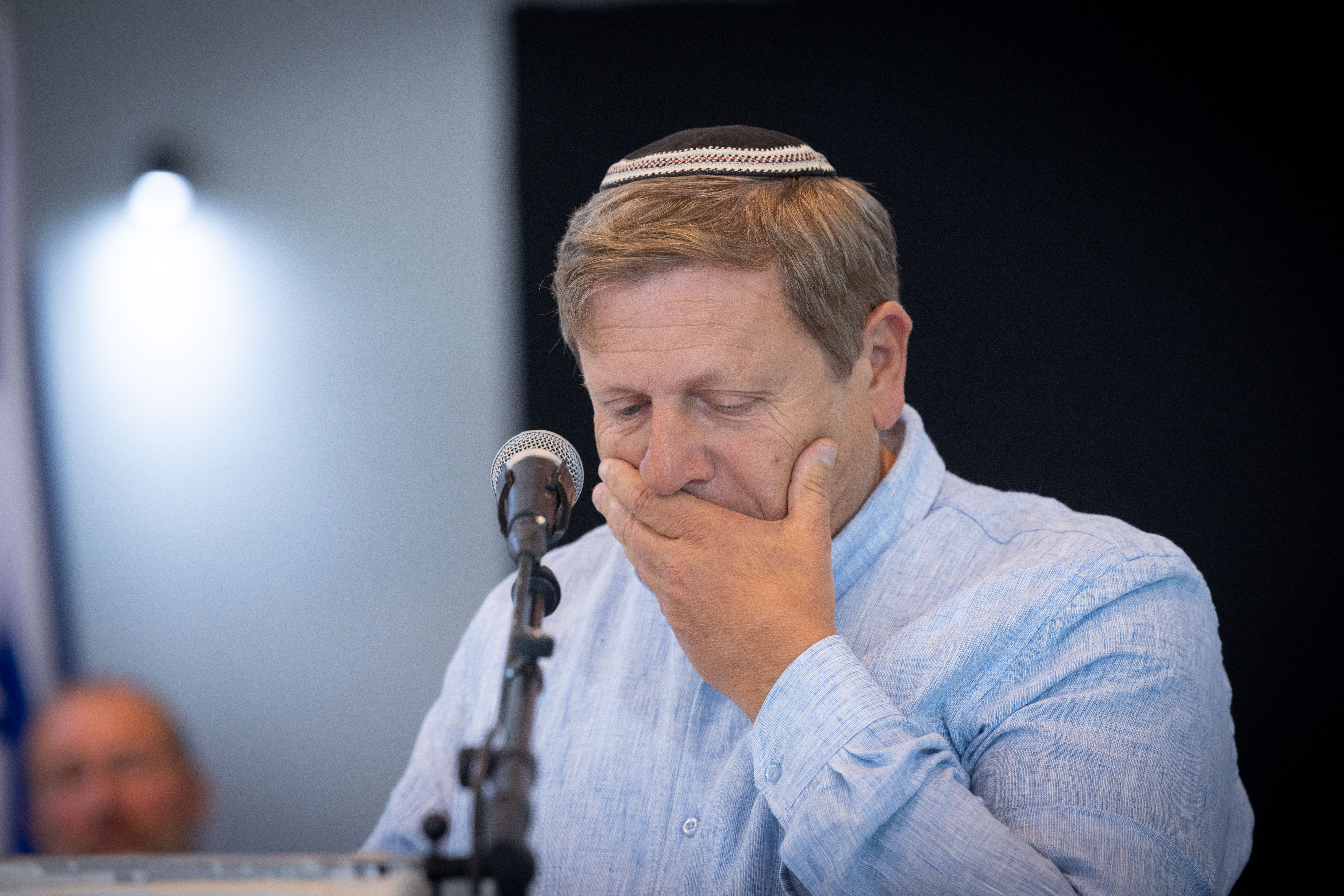 Hagai Lober and other members of the "Shover Shivion" organization hold a press conference in Tel Aviv presening a new agreed proposal by Likud Central Committee members and protest-aligned academics to establish a commission of inquiry into the October 7 events. February 23, 2026.