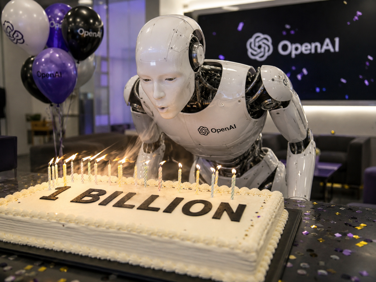 OpenAI is partying like it's their birthday. Illustration.