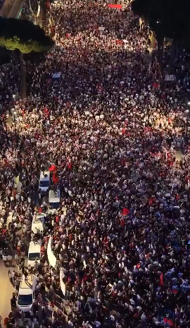 Albanians protesting Trump and Kushner's resort plan