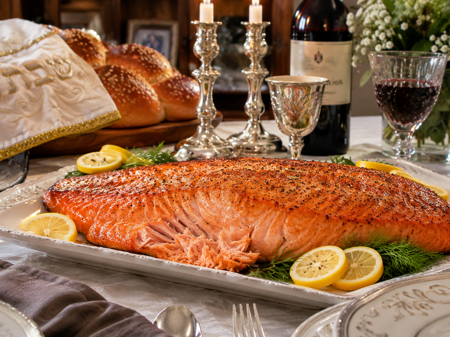 Salmon can be a true centerpiece. Illustration.