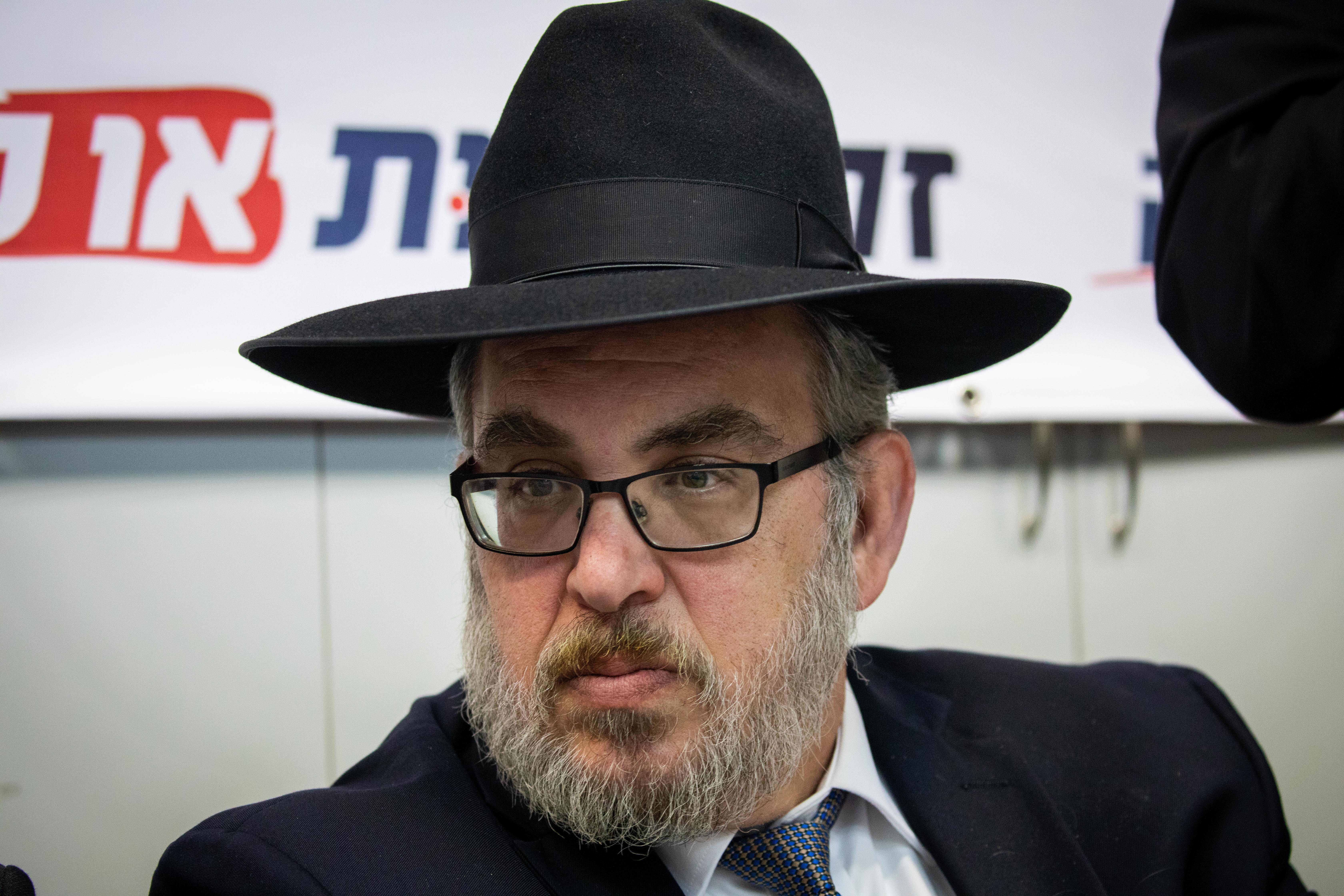 United Torah Judaism parliament member Yaakov Asher at the opening event of their election campaign, ahead of the Israeli elections, in Jerusalem, on February 12, 2020. 