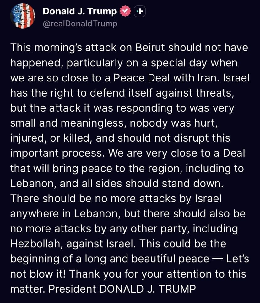 President Donald Trump post on X