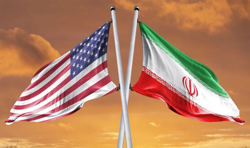 America and Iranian flags