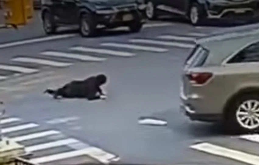 Woman after she was hit by e-scooter