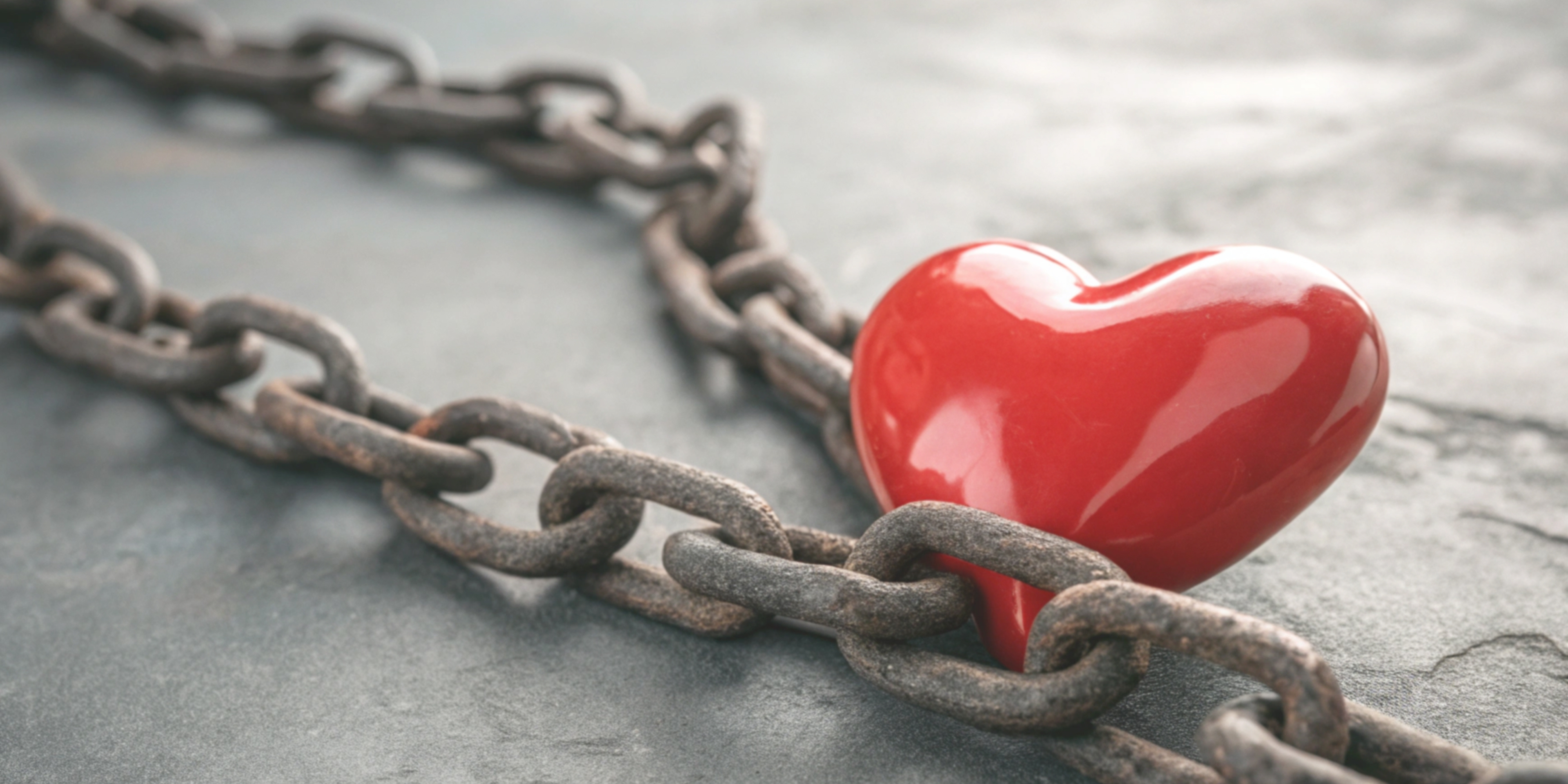 Heart in iron chain
