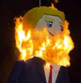 Iranians Burn Lego-Style Trump Effigy, Chant For His Death At Khamenei Funeral | WATCH