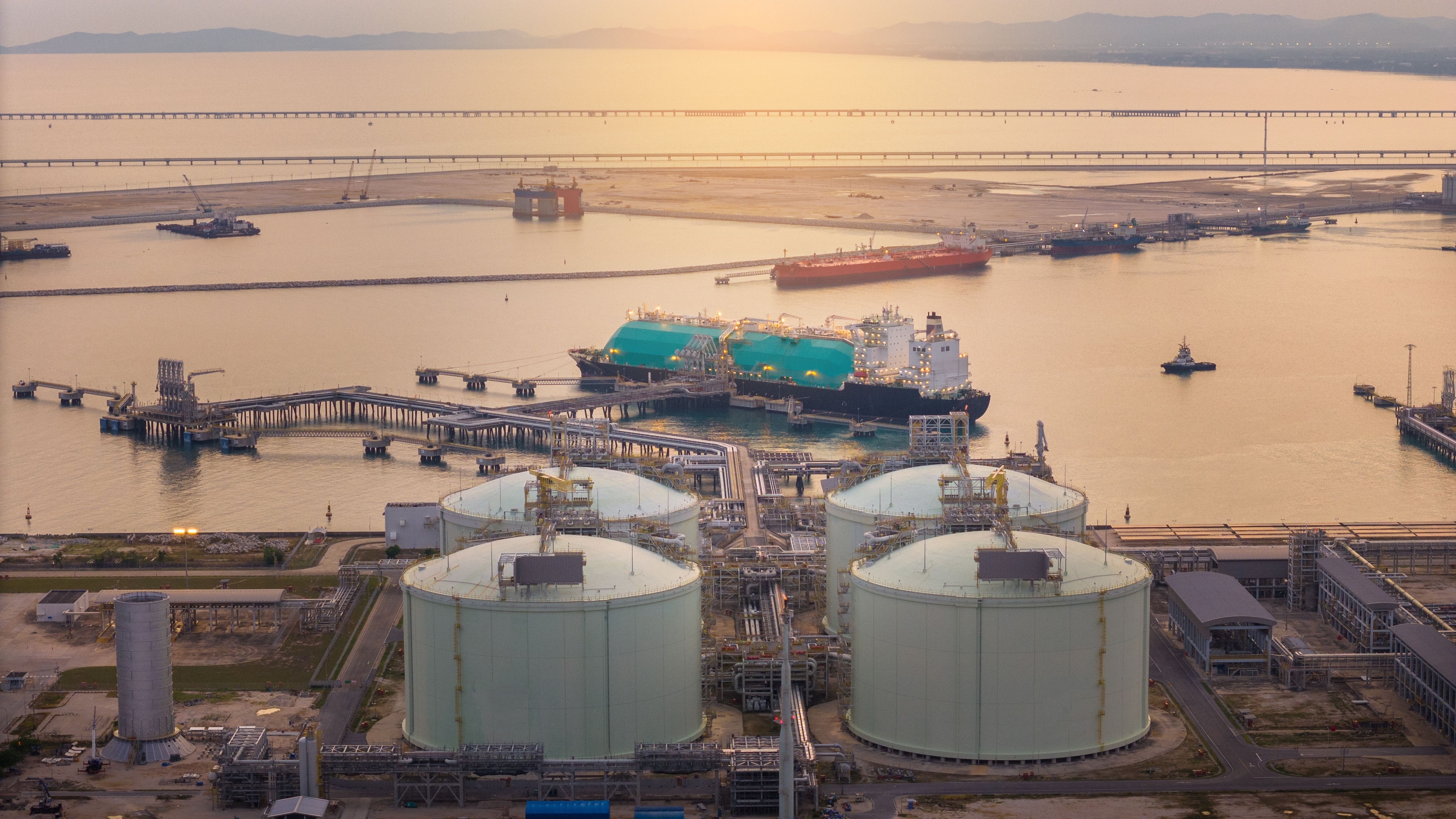 Gas tanker at port
