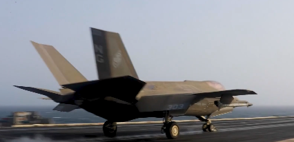 A U.S. Marine Corps F-35C stealth fighter jet launches from USS Abraham Lincoln (CVN 72