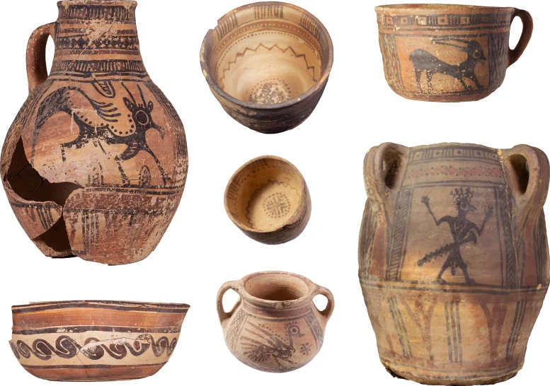 Some of the pottery vessels that were uncovered