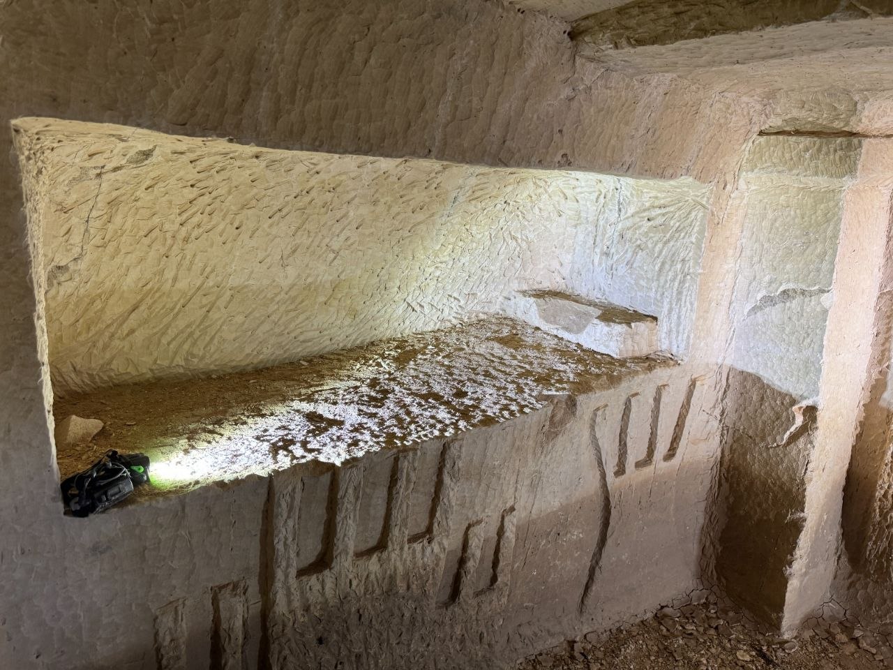 An ancient Jewish menorah in an ornate burial cave west of Hebron
