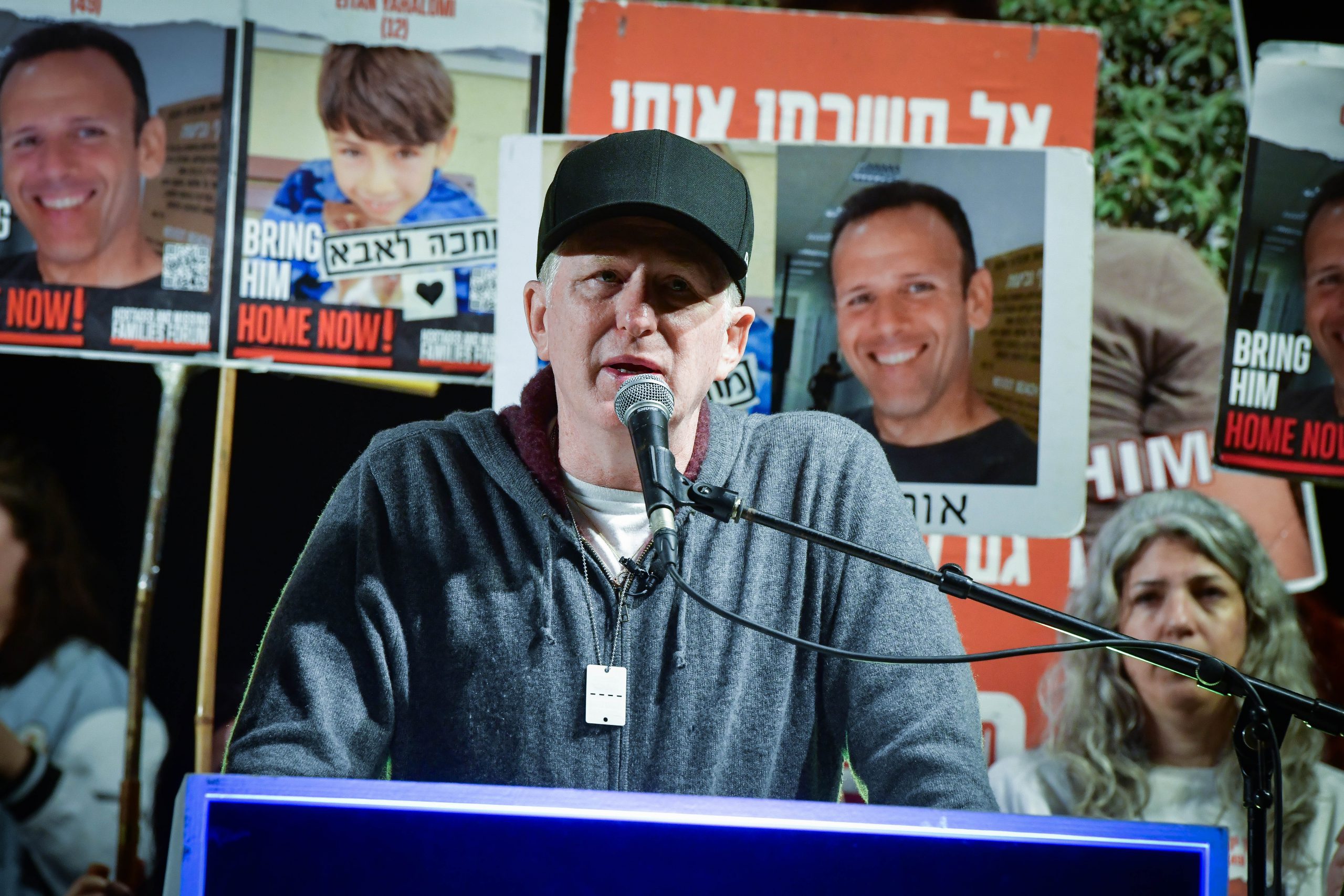 Jewish actor Michael Rapaport at a rally for the release of the hostages