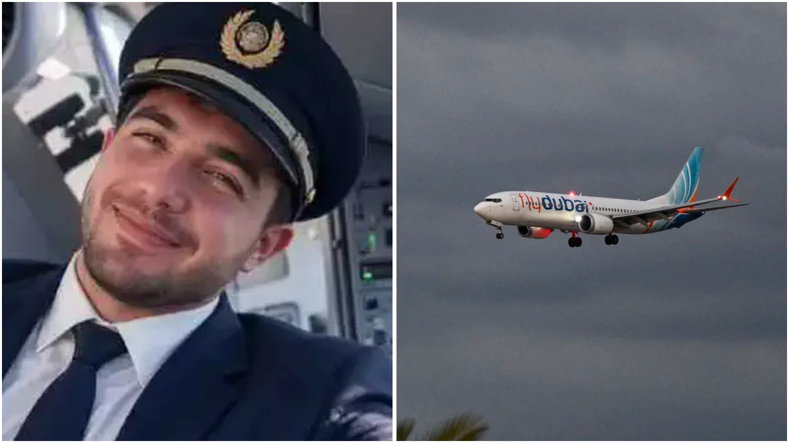 Right: Flydubai flight returns to Israel; left: pilot Hamza al-Hamami