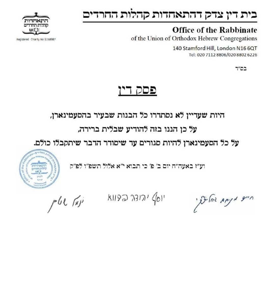 London Rabbis' Psak 