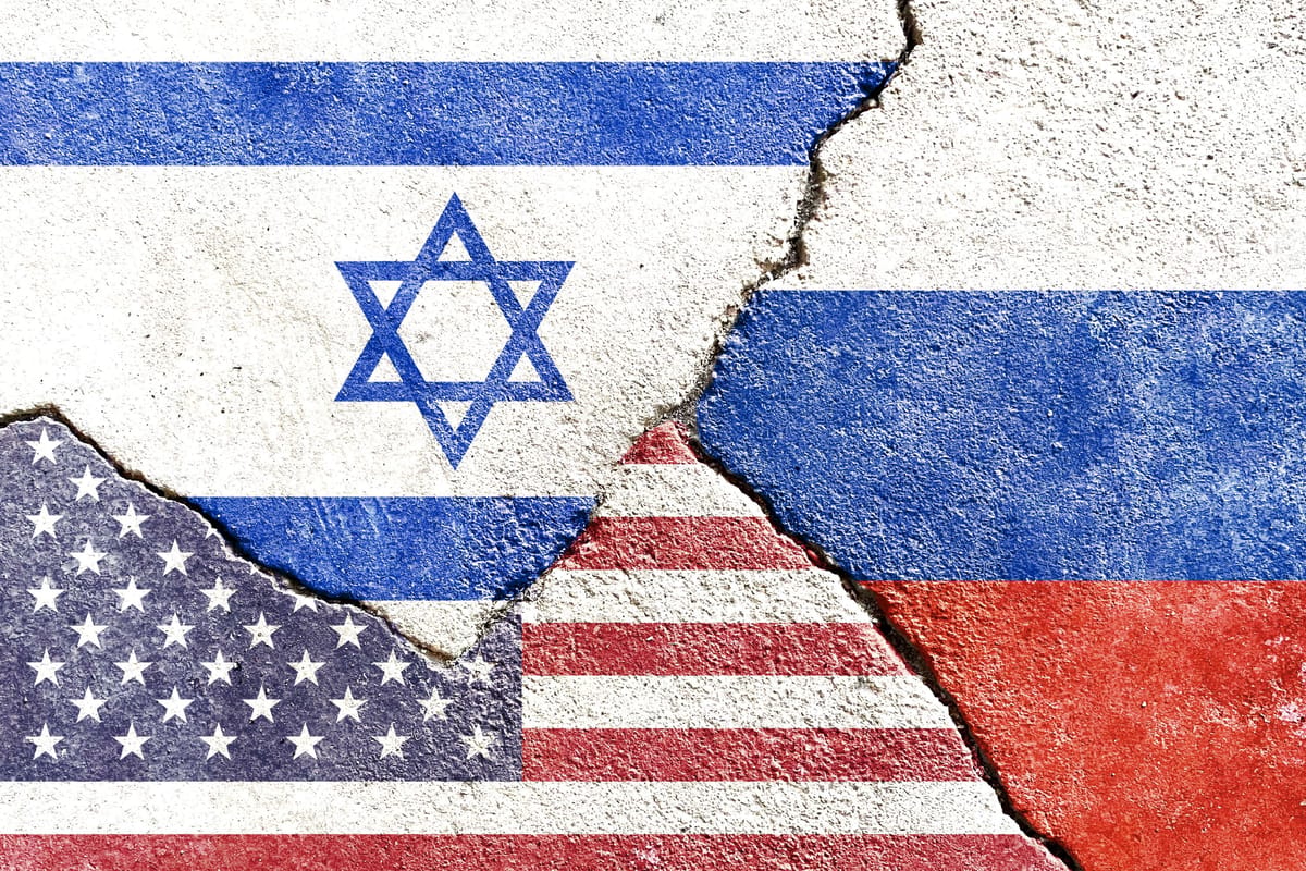 Israel VS USA VS Russia national flags