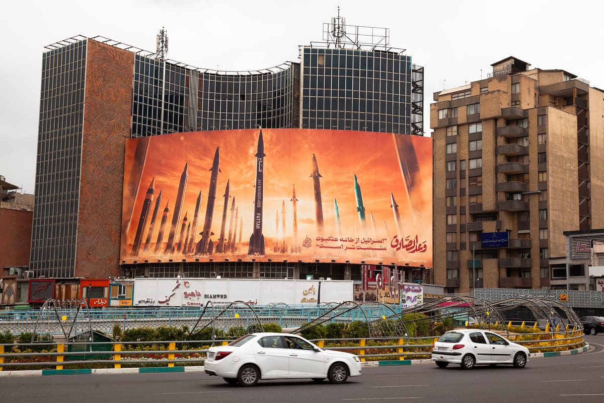 Tehran: A billboard shows Iran's ballistic missiles fired at Israel.