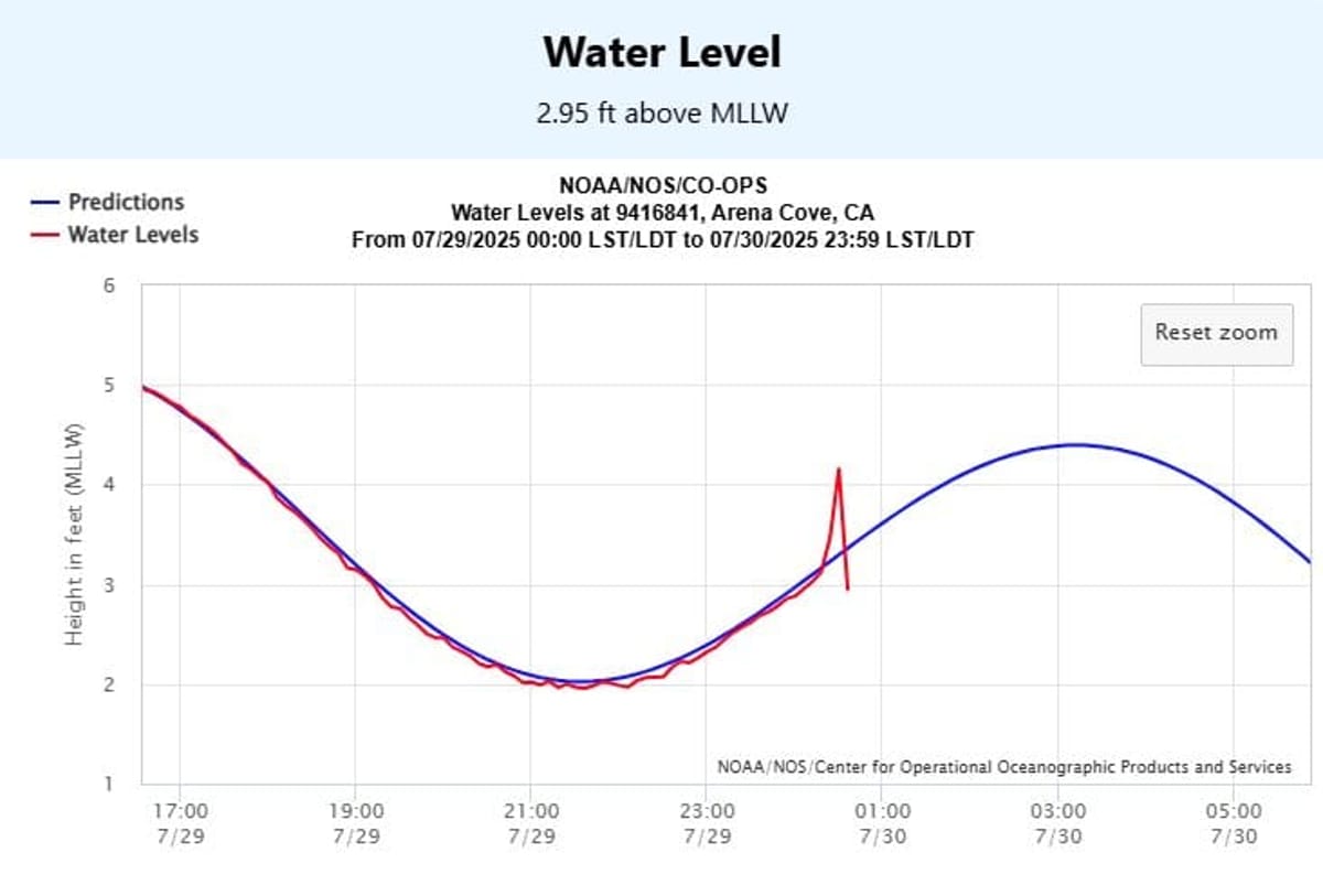 Tsunami waves have arrived along the California coastline. 