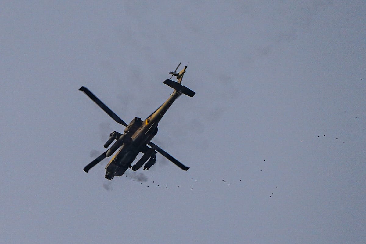 Apache helicopter flies near Israel-Lebanon border